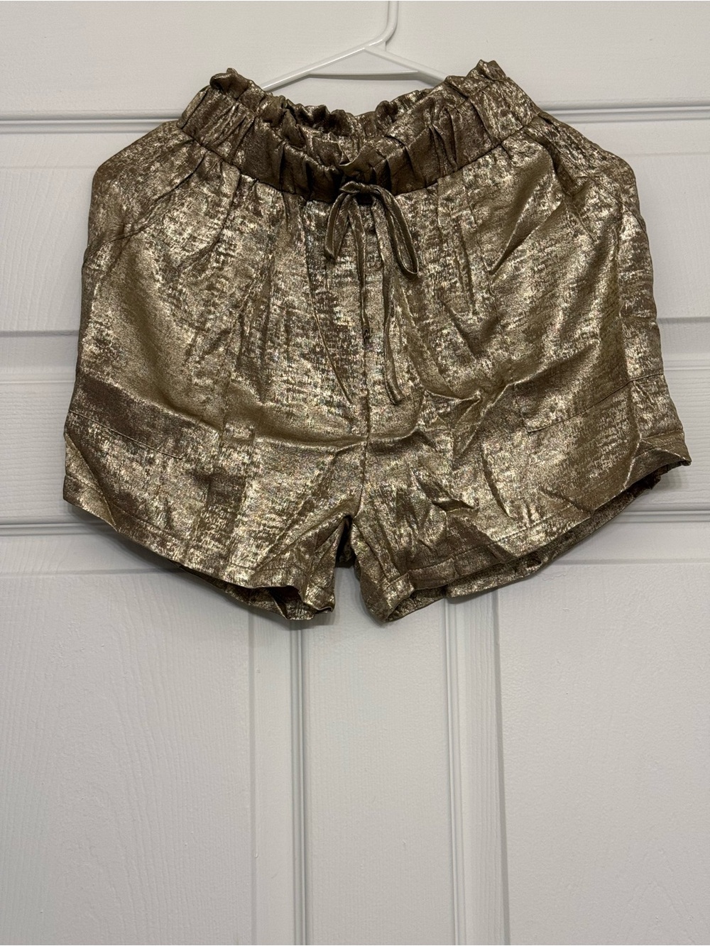 Metallic Gold Women’s Elastic-Waist Shorts